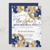 80e verjaardag partij marine gouden ballonnen kaart (Voorkant / Achterkant)