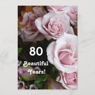 80e verjaardag Partij - Roze Rose Bouquet Kaart