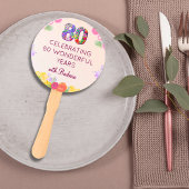 80e Verjaardag Party Bloemen Modern 80 Mijlpaal Handwaaier