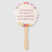 80e Verjaardag Party Bloemen Modern 80 Mijlpaal Handwaaier (Achterkant)