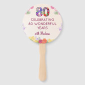 80e Verjaardag Party Bloemen Modern 80 Mijlpaal Handwaaier (Voorkant)