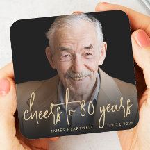80e verjaardag Party Foto Cheers Gold Script
