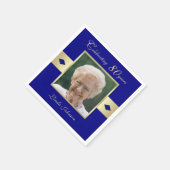 80e verjaardag Party Foto op Navy Blue Paper Servet (Hoek)