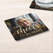 80e verjaardag Party Foto Proost Kartonnen Onderzetters (Schuin)