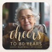 80e verjaardag Party Foto Proost Kartonnen Onderzetters (Voorkant)
