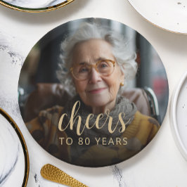80e verjaardag Party Foto Proost Papieren Bordje