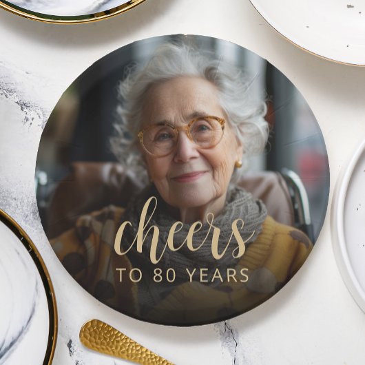 80e verjaardag Party Foto Proost Papieren Bordje
