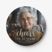80e verjaardag Party Foto Proost Papieren Bordje (Voorkant)