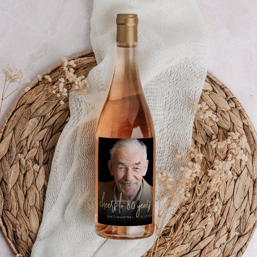 80e verjaardag Party Foto Proost Wijn Etiket