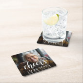 80e verjaardag Party Foto Wit Script Cheers Kartonnen Onderzetters (Insitu)