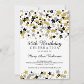 80e Verjaardag Party Gold Silver Glitter Stars Kaart (Voorkant)