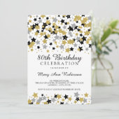 80e Verjaardag Party Gold Silver Glitter Stars Kaart (Staand voorkant)