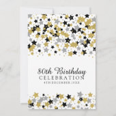 80e Verjaardag Party Gold Silver Glitter Stars Kaart (Achterkant)