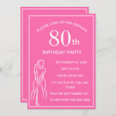 80e verjaardag Party Golfer Roze Dames Golf Par Kaart (Voorkant / Achterkant)