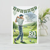 80e Verjaardag Party Golfer Sports Par Volwassen G Kaart (Staand voorkant)