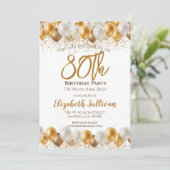 80e verjaardag Party Gouden ballon Kaart (Staand voorkant)