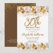 80e verjaardag Party Gouden ballon Kaart (Voorkant / Achterkant)