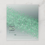 80e Verjaardag Party Green Glitter Place Card Plaatskaartje (Buitenkant ongevouwen)