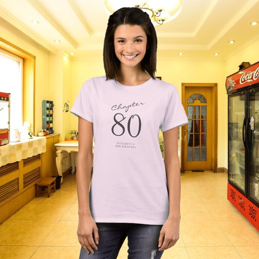 80e verjaardag Party Grijs Script Roze T-shirt