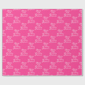 80e verjaardag Party Naam Hot Pink Modern Patroon Cadeaupapier (Vlak)