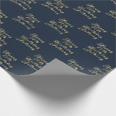 80e verjaardag Party Naam Marine Blauw Modern Patr Cadeaupapier (Hoek)