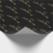 80e verjaardag Party Naam Zwart Modern Patroon Cadeaupapier (Hoek)