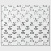 80e verjaardag Party Naam Zwart Modern Patroon Cadeaupapier (Vlak)