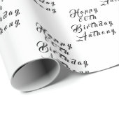 80e verjaardag Party Naam Zwart Modern Patroon Cadeaupapier (Rol Hoek)