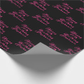 80e verjaardag Party Naam Zwart Roze Modern Patroo Cadeaupapier (Hoek)