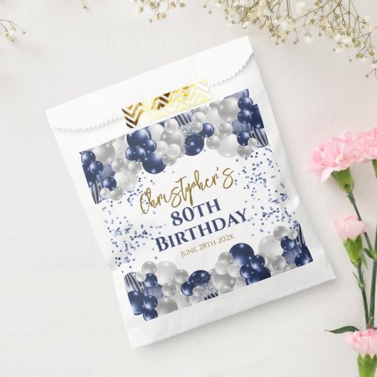 80e verjaardag Party Navy Ballonnen Bedankzakje (Gezegeld)