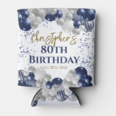 80e verjaardag Party Navy Ballonnen Blikjeskoeler (Voorkant)