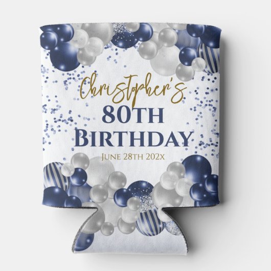 80e verjaardag Party Navy Ballonnen Blikjeskoeler (Achterkant)