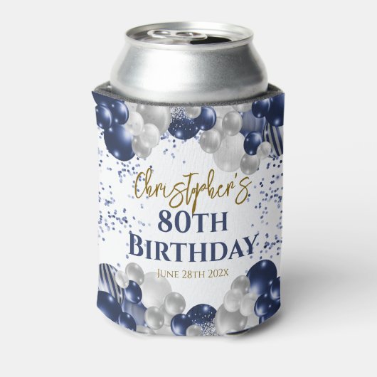 80e verjaardag Party Navy Ballonnen Blikjeskoeler (Blikje Achterkant)