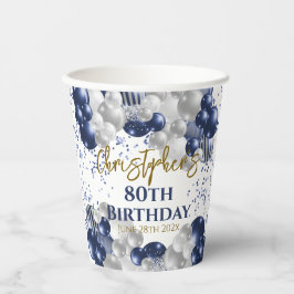80e verjaardag Party Navy Ballonnen Papieren Bekers