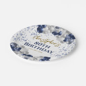 80e verjaardag Party Navy Ballonnen Papieren Bordje (Gekanteld)