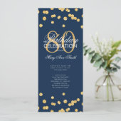 80e verjaardag Party Programma Gold Navy Glitter M (Staand voorkant)