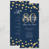 80e verjaardag Party Programma Gold Navy Glitter M (Voorkant / Achterkant)