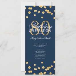 80e verjaardag Party Programma Gold Navy Glitter M