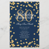 80e verjaardag Party Programma Gold Navy Glitter M Flyer (Voorkant)
