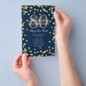 80e verjaardag Party Programma Gold Navy Glitter M Flyer (Hand)