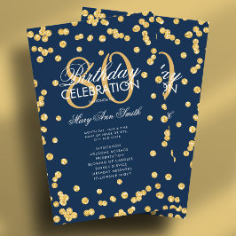80e verjaardag Party Programma Gold Navy Glitter M Flyer