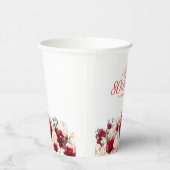 80e Verjaardag Party Red Rose Pink Peony Custom Papieren Bekers (Rechts)
