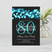 80e Verjaardag Party Turquoise Hollywood Glam Kaart (Staand voorkant)