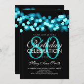 80e Verjaardag Party Turquoise Hollywood Glam Kaart (Voorkant / Achterkant)