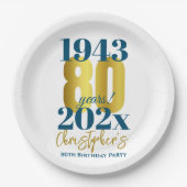 80e verjaardag Party Typografie Datum Papieren Bordje (Voorkant)