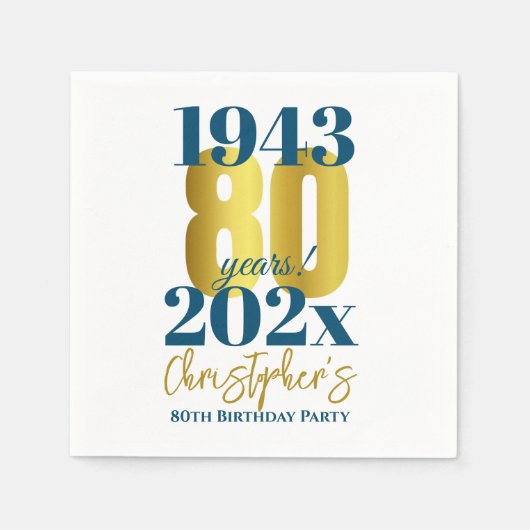 80e verjaardag Party Typografie Datum Servet (Voorkant)