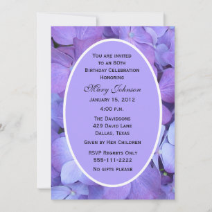 80e verjaardag Party uitnodiging Hydrangeas