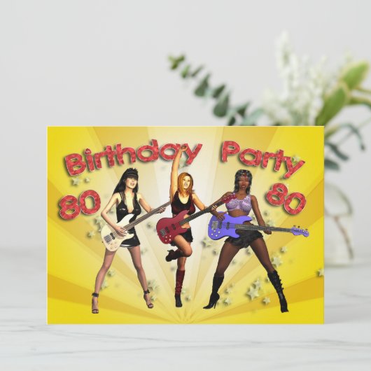 80e verjaardag Party uitnodiging met een meisje ba (Staand voorkant)