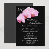 80e verjaardag Party Uitnodiging Orchideeën (Voorkant / Achterkant)