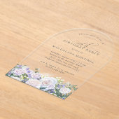 80e Verjaardag Party Witte Roos Blauwe Bloemenboog Acryl Uitnodigingen (Laagn)